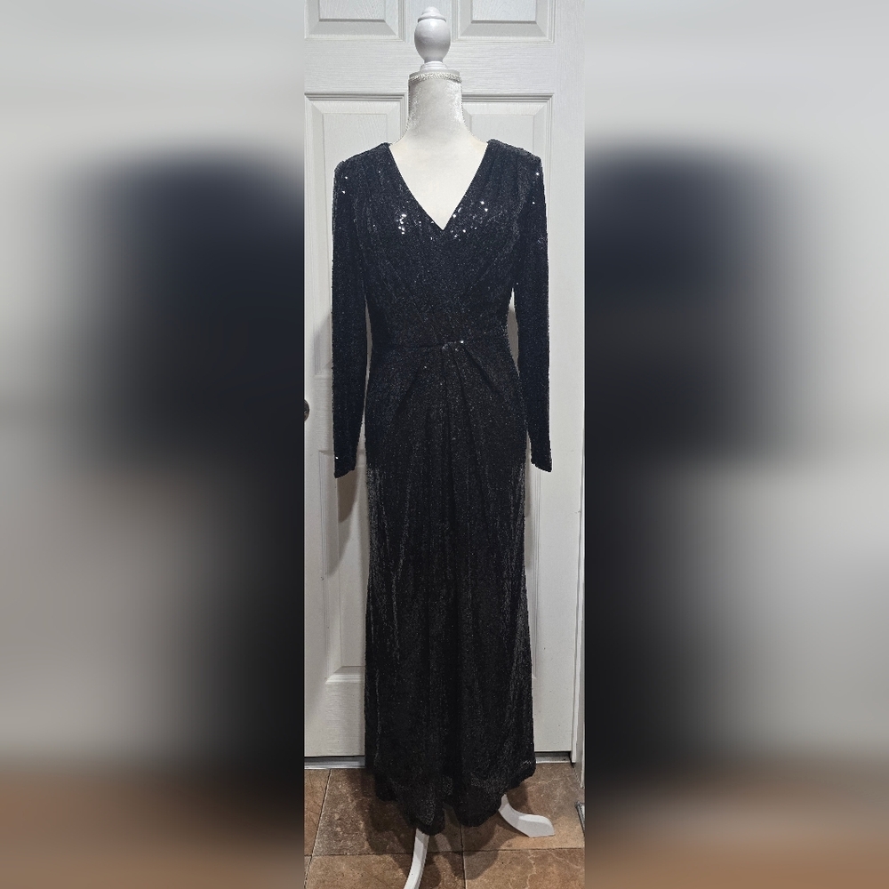 MACloth Couture Black Sequin Evening Gown